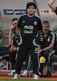 Maradona as coach of Argentina in 2009
