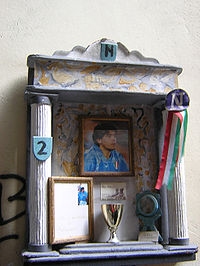 Religious display of Maradona in Naples, Italy