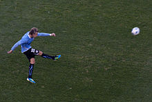 Forlán in action with Uruguay