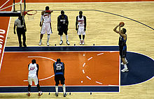 Nowitzki (far right) is an outstanding free throw shooter, connecting on 88% (.878) of his attempts.
