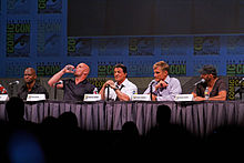 Lundgren with the cast of The Expendables at ComicCon 2010