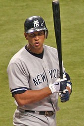 Rodriguez reacting to a called strike in a game against Tampa Bay