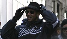 Alex Rodriguez during the 2009 World Series parade.