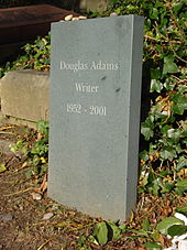 Douglas Adams's gravestone, Highgate Cemetery, North London