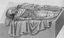 Tomb of Edward I, from an illustration made when the tomb was opened in 1774.