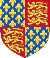 To mark his claim on the French crown, Edward III quartered the three lions of England with the fleurs de lys of France in his royal arms in 1340.[23]