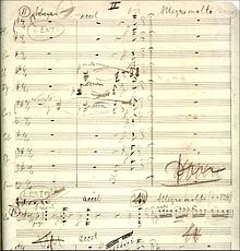 Fragment of manuscript of the opening of the second movement of the Cello Concerto