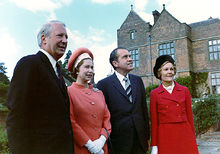 Heath and Queen Elizabeth II with U.S. President Richard Nixon and First Lady Pat Nixon during the Nixons' 1970 visit to the United Kingdom