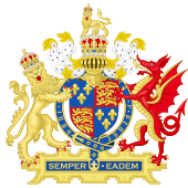 Coat of arms of Queen Elizabeth I, with her personal motto: "Semper eadem" or "always the same"