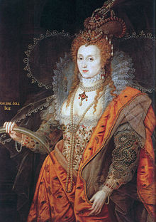 Elizabeth I. The "Rainbow Portrait", c. 1600, an allegorical representation of the Queen, become ageless in her old age