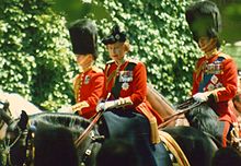 Elizabeth riding Burmese at a Trooping the Colour ceremony