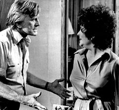with Kirk Douglas in TV special, Victory at Entebbe, 1976