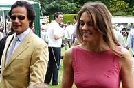 Hurley with her then husband Arun Nayar at the Ampney Crucis Village Fete in 2008