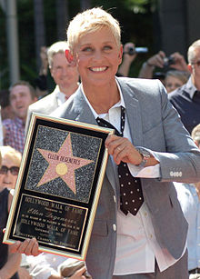DeGeneres at a ceremony to receive a star on the Hollywood Walk of Fame in September 2012