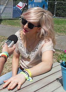 Goulding being interviewed during Glastonbury, 2010