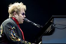 Elton John performs at the Keepmoat Stadium in Doncaster, July 2008