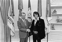 Presley meets U.S. President Richard Nixon in the White House Oval Office, December 21, 1970