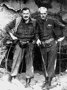 Hemingway with Col. Charles (Buck) T. Lanham in Germany, 1944, during the fighting in Hürtgenwald, after which he became ill with pneumonia.