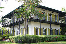 Hemingway house in Key West, Florida where he lived with Pauline. He wrote To Have and Have Not in the second story pool house not seen in the picture.