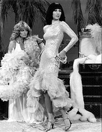 Fawcett (left) with Cher on The Sonny & Cher Comedy Hour in 1976.
