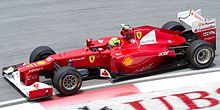 Massa driving for Ferrari at the 2012 Malaysian Grand Prix.