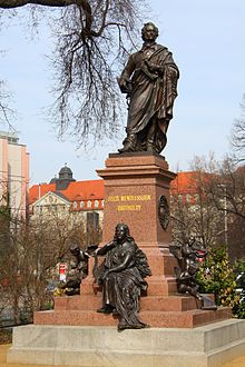 The reconstructed Mendelssohn monument near Leipzig's St. Thomas Church, dedicated in 2008[122]