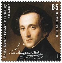 German postage stamp issued on the 200th anniversary of Mendelssohn's birth