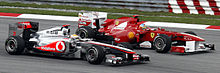 Alonso battles with Hamilton at the Malaysian Grand Prix