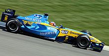 Alonso driving for Renault at the 2004 United States Grand Prix