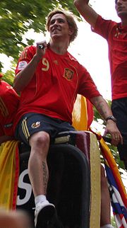 Torres celebrating victory with Spain at UEFA Euro 2008