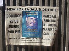 Poster advertising a mass to pray for Castro’s health that was posted on a wall in Bogotá, Colombia, in 2007.