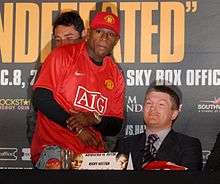 Mayweather and Hatton during the press conference leading up to their much anticipated showdown, which would take place on December 8, 2007