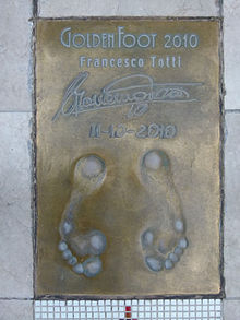 Totti's footprint on The Champions Promenade in Monaco.