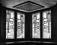 Wright-designed window in Robie House, Chicago (1906)