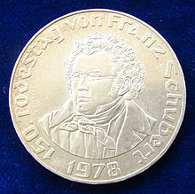 Austrian 50 Schilling Silver Coin 1978: 150th Anniversary of his death