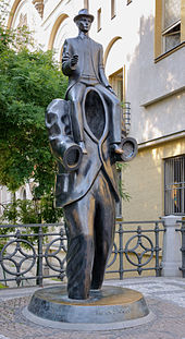 Jaroslav Róna's bronze statue of Franz Kafka in Prague