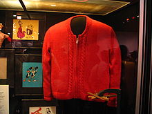 A sweater worn by Rogers, on display in the Smithsonian Institution's Museum of American History.