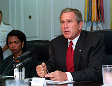 President Bush addresses the media at the Pentagon on September 17, 2001