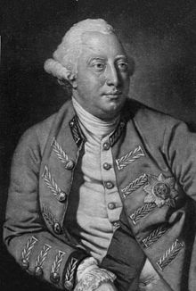 Mezzotint of George III in 1771, after a painting by Johann Zoffany.