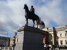 Monument to George IV at Trafalgar Square in central London.