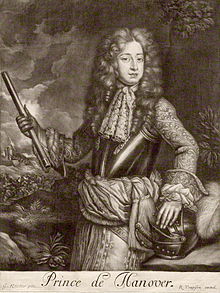 George in 1680, when he was Prince of Hanover. After a painting by Sir Godfrey Kneller.