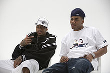 Iverson and rap star Nelly at a Reebok photoshoot.