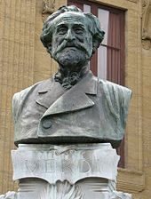 Verdi's bust outside the Teatro Massimo in Palermo