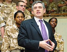 Gordon Brown meets British troops during a visit to Basra, 2007