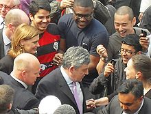 Gordon and Sarah Brown at the University of Bradford the day before the 2010 Election.