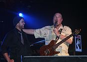 Sebastian and Steve Cropper on stage during The Memphis Tour