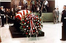 Wreath at Truman's casket on the day of his funeral, December 27, 1972, Independence, Missouri