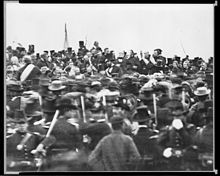 The only confirmed photo of Abraham Lincoln at Gettysburg, some three hours before the speech.