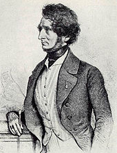 Lithograph of Berlioz by August Prinzhofer, Vienna, 1845. Berlioz considered this to be a good likeness.