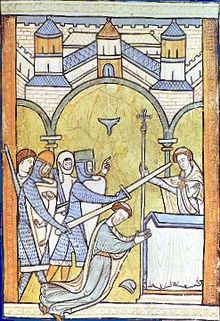 13th century depiction of the death of Thomas Becket